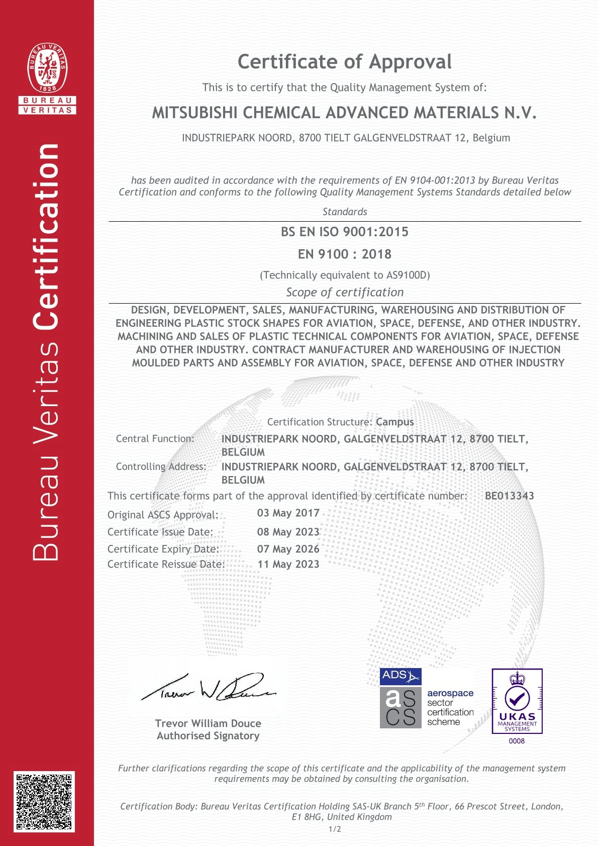 ISO 9001-2015 MCAM Tielt Certificate